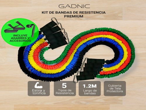 Bandas Elásticas de Resistencia Gadnic Premium Kit x5 + Agar