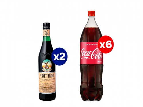 Coca-Cola Reducida en Azúcares 1.5 L x6 + Fernet Branca 750 ml x2