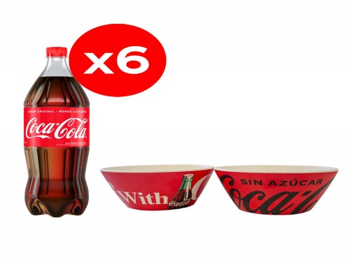 Coca-Cola Reducida en Azúcares 1.5 L x6 + Fibre Bowl Coca-Cola x2