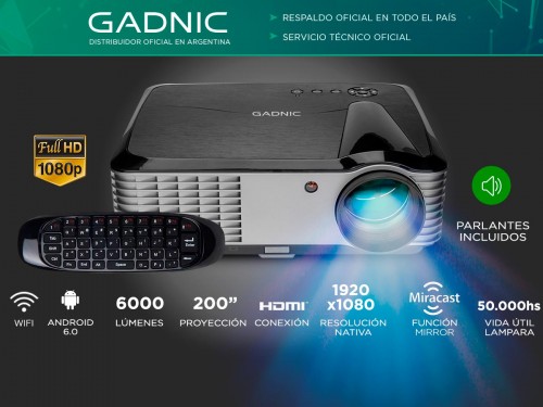 Proyector Gadnic Ultra View WiFi 6000 Lúmenes Android HDMI U
