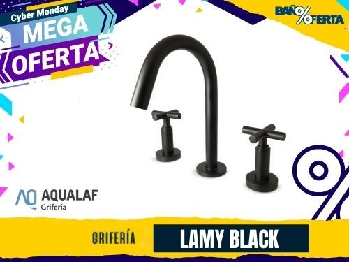Juego Grifería Aqualaf Para Lavatorio Lamy Black Cuota