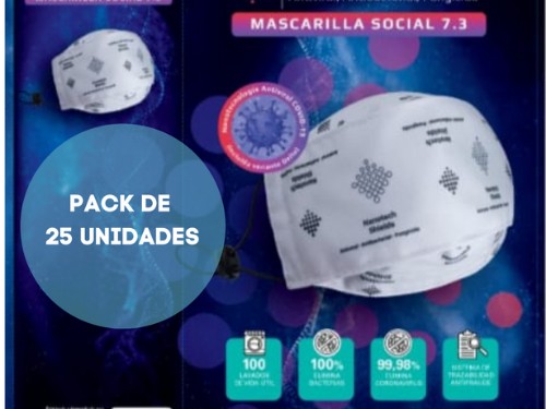 Mascarilla Antiviral, 100 lavados. Elimina Delta Nanotech Shields x25u
