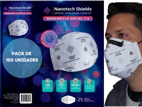 Mascarilla Antiviral Elimina Delta, 100 lavados Nanotech Shields x100