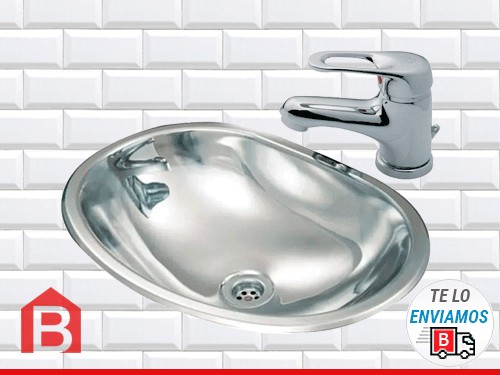 Combo Baño Bacha 370L Johnson + Grifería Lavatorio Monocomando Fv