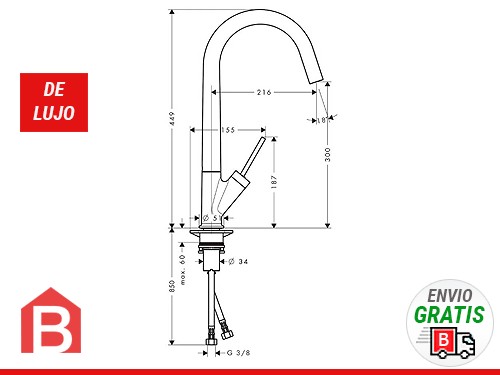 Grifería Para Cocina Hansgrohe Axor Starck Cromo 10822000