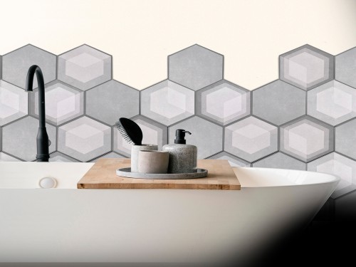 Cerámicas Hexagonales color Cemento