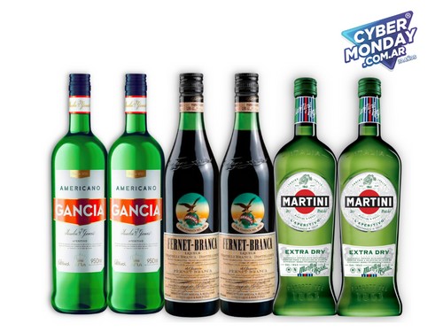 Mix Aperitivo 2u Gancia + 2u Branca + 2u Martini Extra Dry
