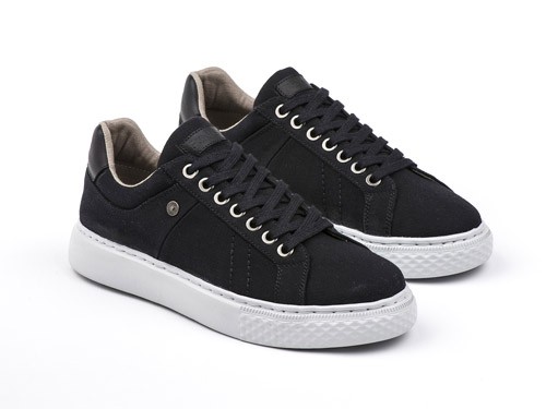Zapatilla Urbana Hombre POLO 08 Lona Negra Combinado Atanado Negro