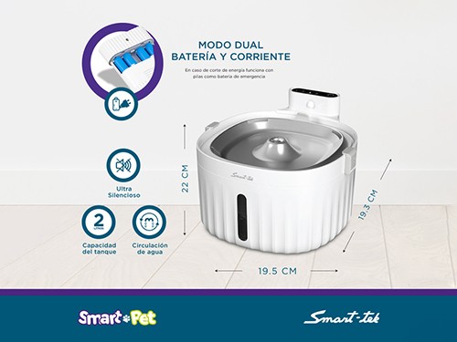 Bebedero Automatico Agua Mascotas Infrarrojo 2l Con Filtro