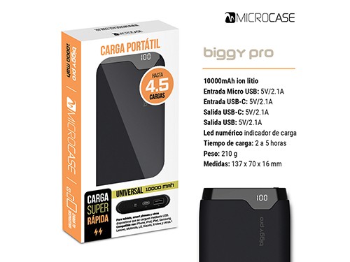 Powerbank Cargador Portatil 10000 Mah Celular Usb / Usb C