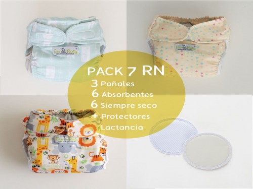 Pack de 3 Pañales de Tela "B" + Prot. Lactancia y Absorbentes EcoParty