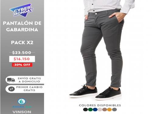 Pantalón de Gabardina Pack X2