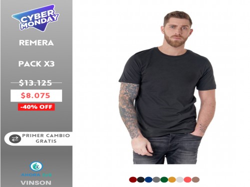 Remera Cuello O Pack x3