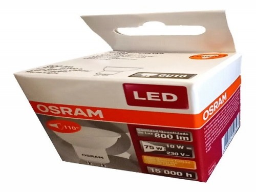 Lampara Dicroica Led GU10 10W 220V Luz Calida Pack x 10u Osram