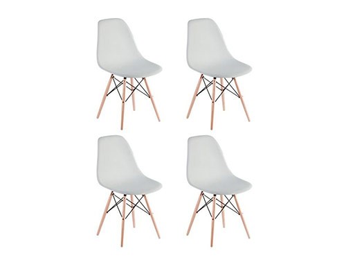Juego de 4 Sillas de Diseño Eames Blanca