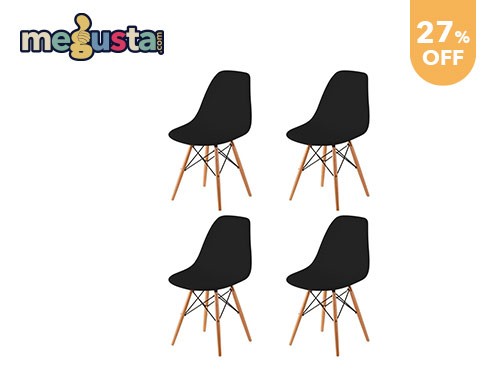 Juego de 4 Sillas de Diseño Eames Negras