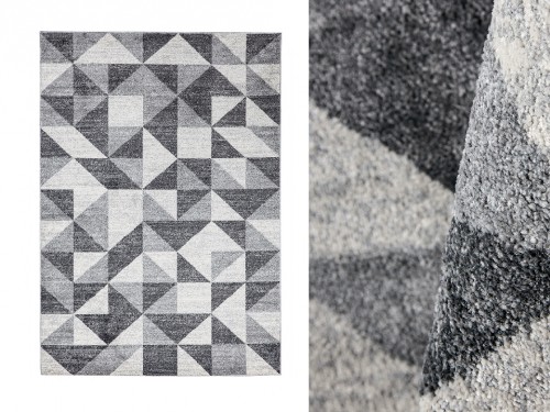 Alfombra de Pelo Corto 100x150 de diseño geométrico en color gris.