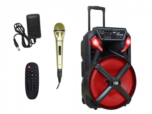 Parlante Portatil 15 pulgadas 6750wts Radio FM Micrófono Luces Karaoke