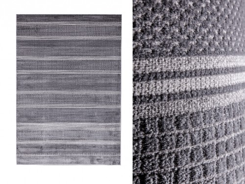 Alfombra de hilos cortados de forma geométrica en color gris, 80x150.