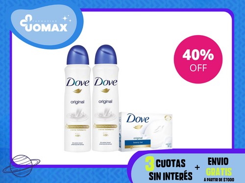Combo Dove 2 desodorantes original Dove+ 1 jabón original x 90 gr Dove