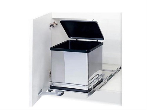 Cesto de basura extraíble cuadrado de acero inoxidable para cocina