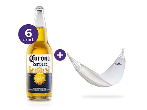Pack Hamaca corona con 6 Cervezas 710ml
