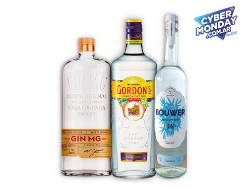 Mix Gin 1u Mg + 1u Bouwer + 1u Gordon´s Kit Caja x3u 750ml