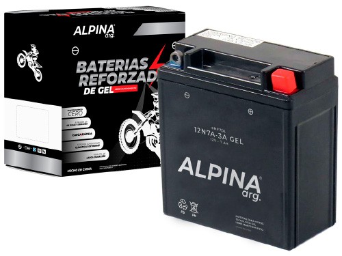 BATERIA MOTO GEL LIBRE MANTENIMIENTO ALPINA 12N7A-3A / 6MF7DL