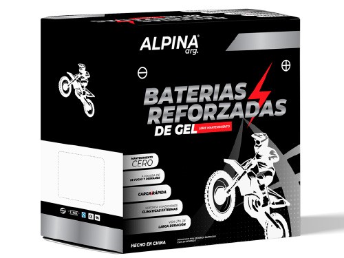 BATERIA MOTO GEL LIBRE MANTENIMIENTO ALPINA 12N7A-3A / 6MF7DL