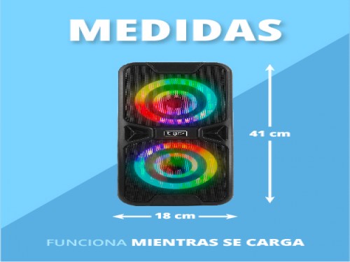 Parlante Torre Portatil T-GO con luces led 2800wts Doble Woofer