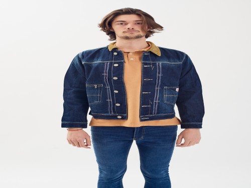 Campera de Jean Importada con Cuello de Corderoy Combinada Discobolo