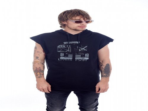 Buzo Rustico Oversize Manga Corta con Bordado y Estampa Discobolo