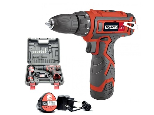 Taladro Atornillador Inalámbrico 12 volts con 2 baterías Equus