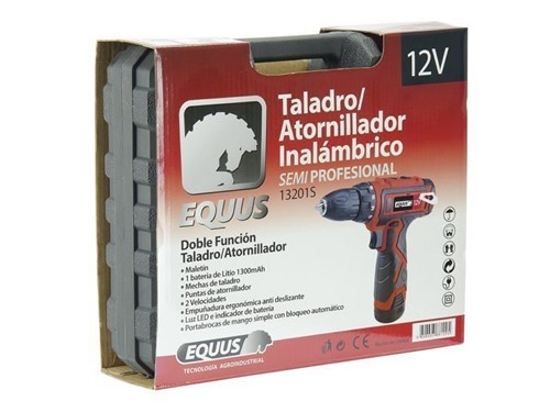 Taladro Atornillador Inalámbrico 12 volts con 2 baterías Equus