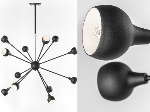 Lámpara Colgante hecha en metal negro, que aporta un atractivo visual.