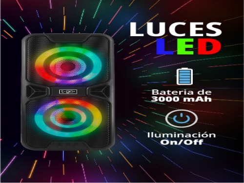 Parlante Portátil Bluetooth tipo Torre 2800wts Luces Led Doble Woofer