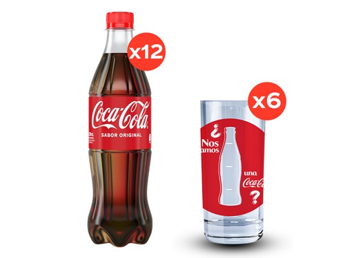 12 Coca-Cola Regular 500cc x + 6 Vasos Verano Coca-Cola 320ml