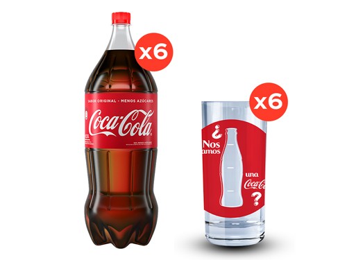 6 Coca-Cola Red azúcares 2500cc + 6 Vasos Verano Coca-Cola 320ml