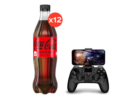 12 Coca-Cola Sin Azúcares 500cc + 1 Joystick Claw Haxly Coca-Cola