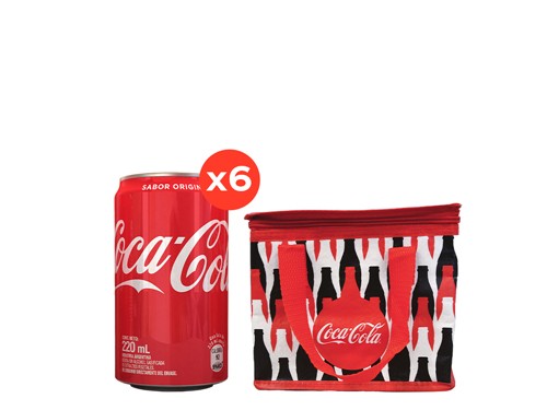 6 Coca-Cola Regular Lata 220cc + 1 Luncheras 