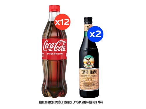 12 Coca-Cola Regular 500cc + 2 Fernet Branca 750cc 