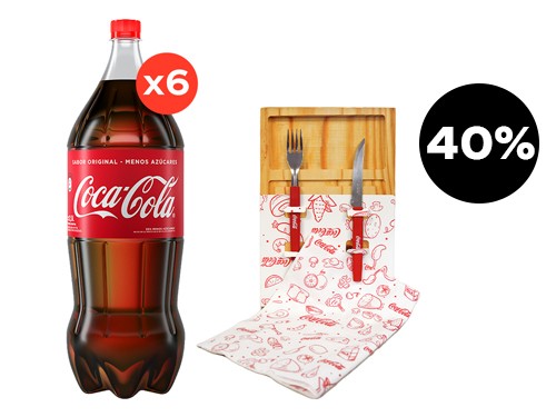 6 Coca-Cola Reducida en azúcares 2500cc + 1 Kit Asado  
