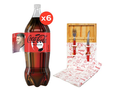 6 Coca-Cola Sin Azúcares 2500cc + 1 Kit Asado + 1 Repasador Coca-Cola