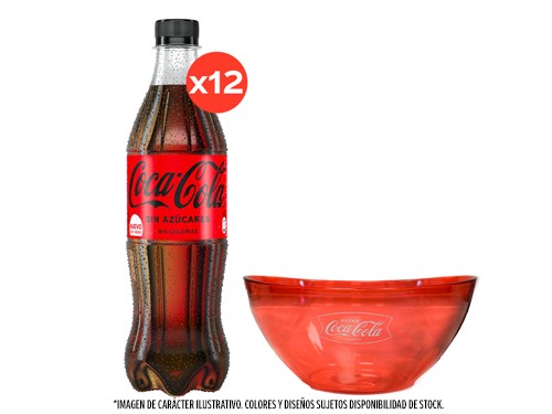 12 Coca-Cola Sin Azúcares 500cc + 1 Bowl mediano 1500 cm3