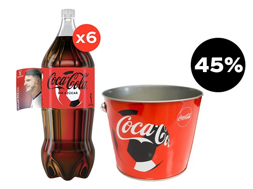 6 Coca-Cola Sin Azúcares 2500cc + 1 Frapera Mundial Coca-Cola