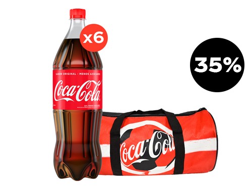 6 Coca-Cola Reducida en azúcares 1500cc + 1 Bolso Mundial Coca-Cola