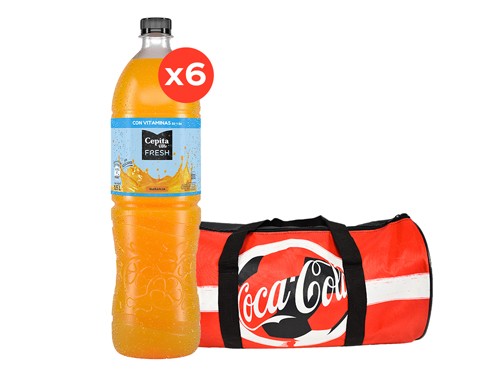 6 Cepita Fresh Naranja 1500cc + 1 Bolso Mundial Coca-Cola