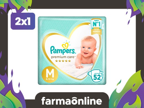 PAMPERS - Pañales premium care talle m (52 unidades)