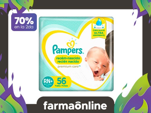 PAMPERS - Pañales premium care talle rn (56 unidades)