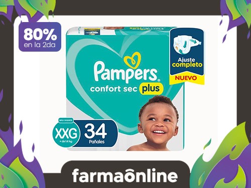 PAMPERS - Pañales confort sec plus talle xxg (34 unidades)
